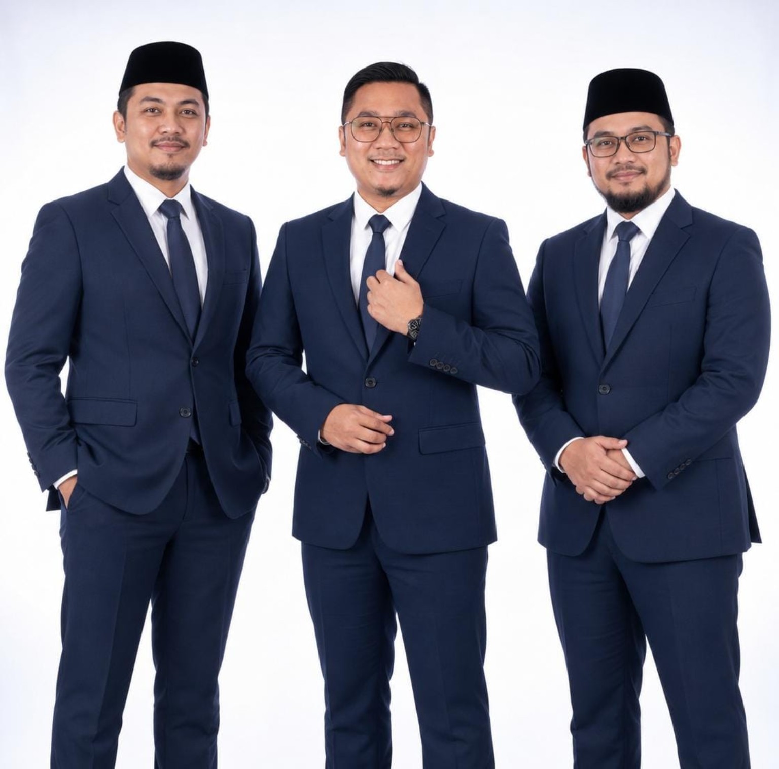Pasukan Zikrullah Advisory, tiga orang ahli pasukan berpakaian sut biru gelap